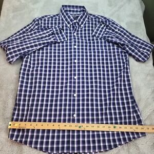 Chaps Mens Dress Shirt XL Purple Plaid Easy Care Long Sleeve Button Down‎ LOGO